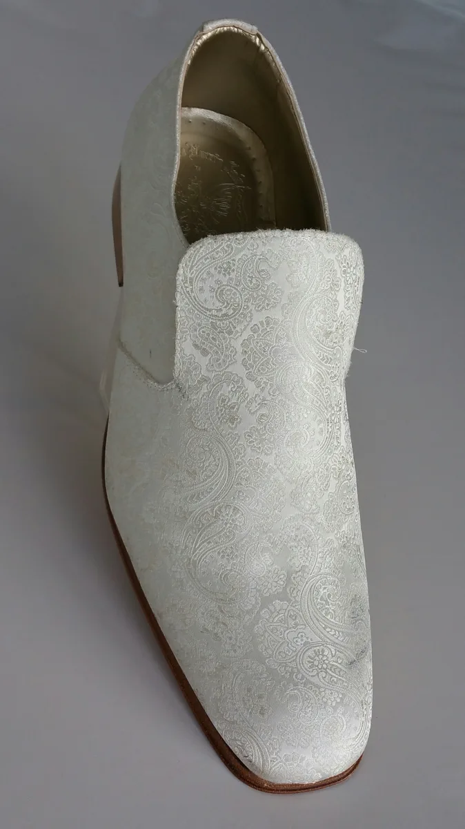 Slipper in tessuto damascato avorio