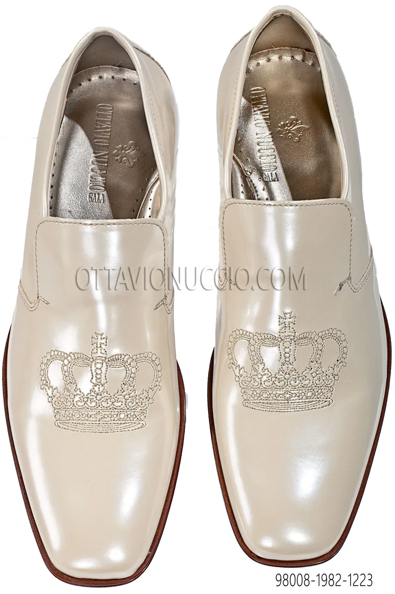 Slipper avorio con ricamo corona oro