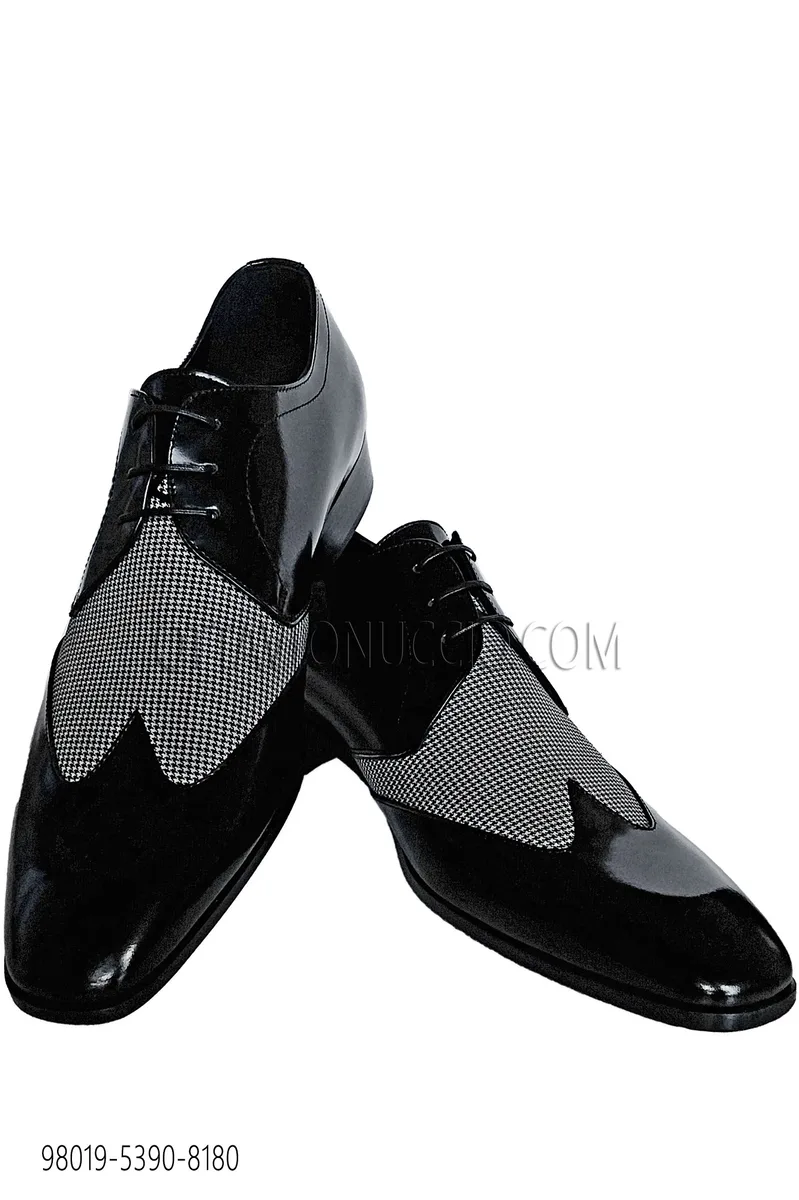 Scarpa allacciata bicolore nero - pied de poule