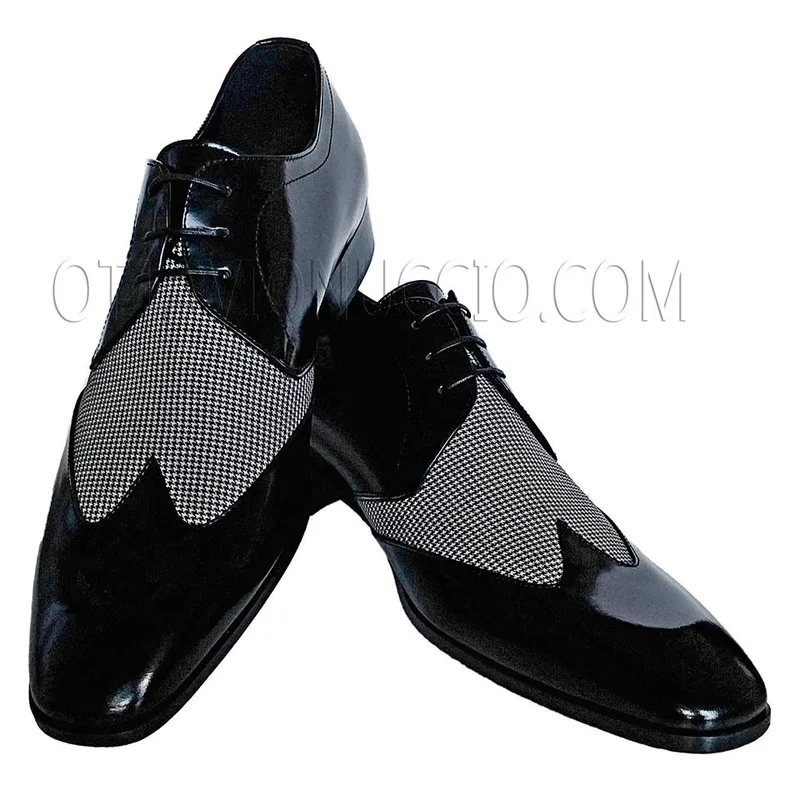 Zapato cordones bicolor negro - pata de gallo