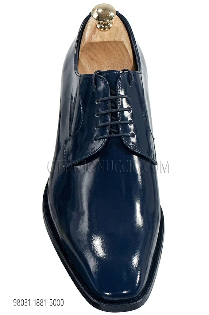 Scarpe stringate pelle spazzolata blu