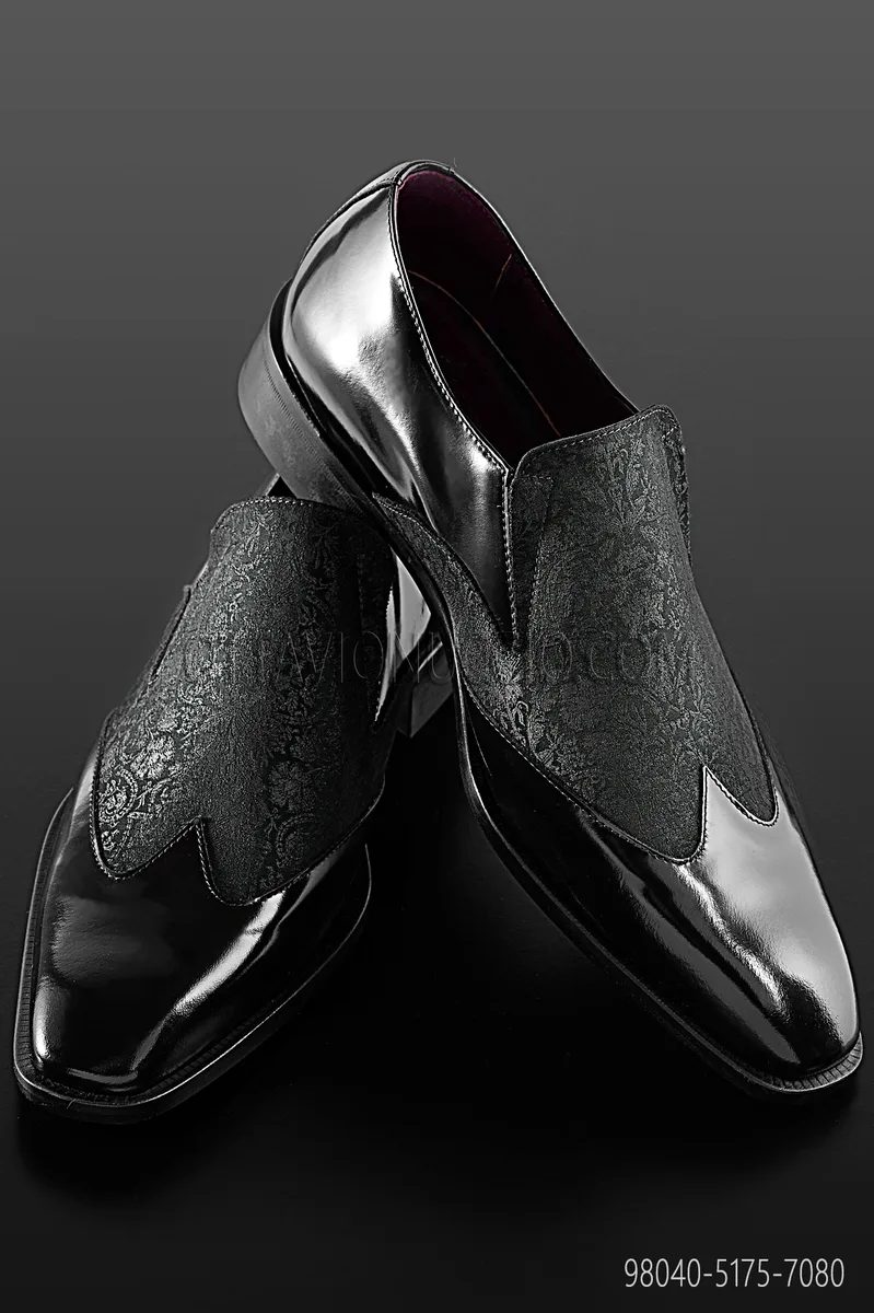 Scarpa bicolore pelle nera inserto grigio