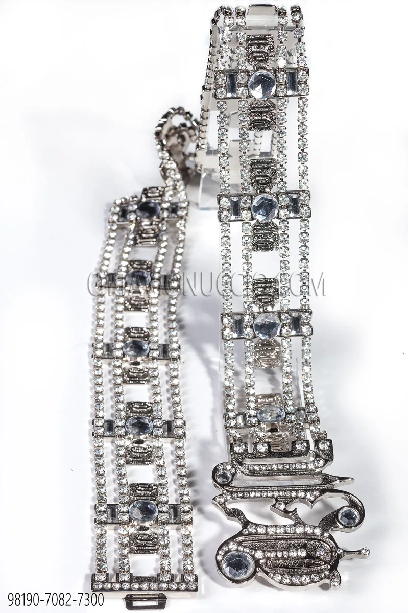 Gürtel, silber, mit Strass
