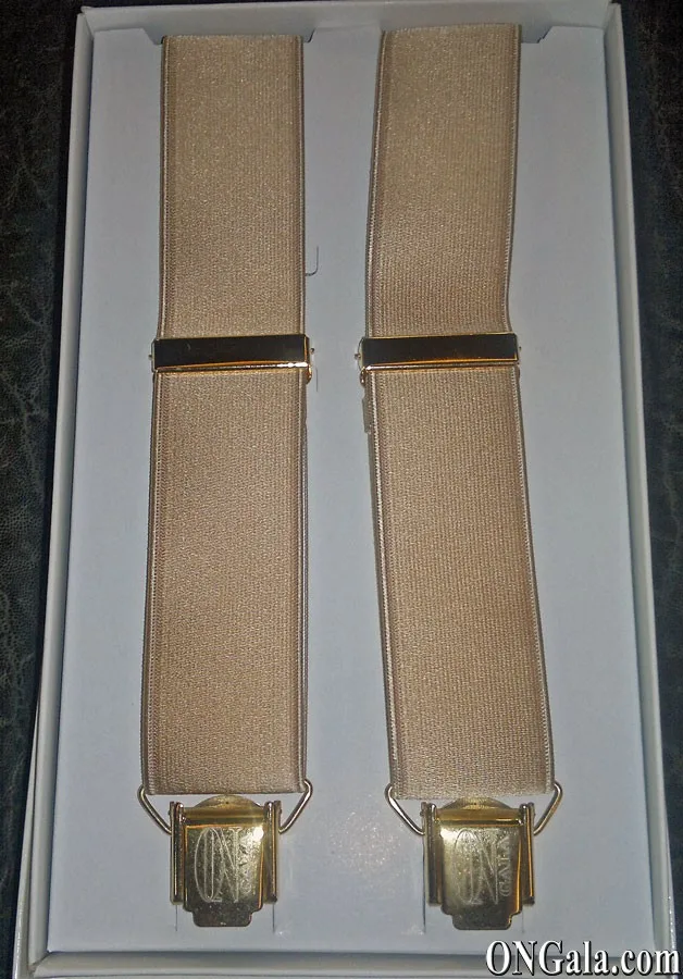 Satin-look elastic braces in gold tone