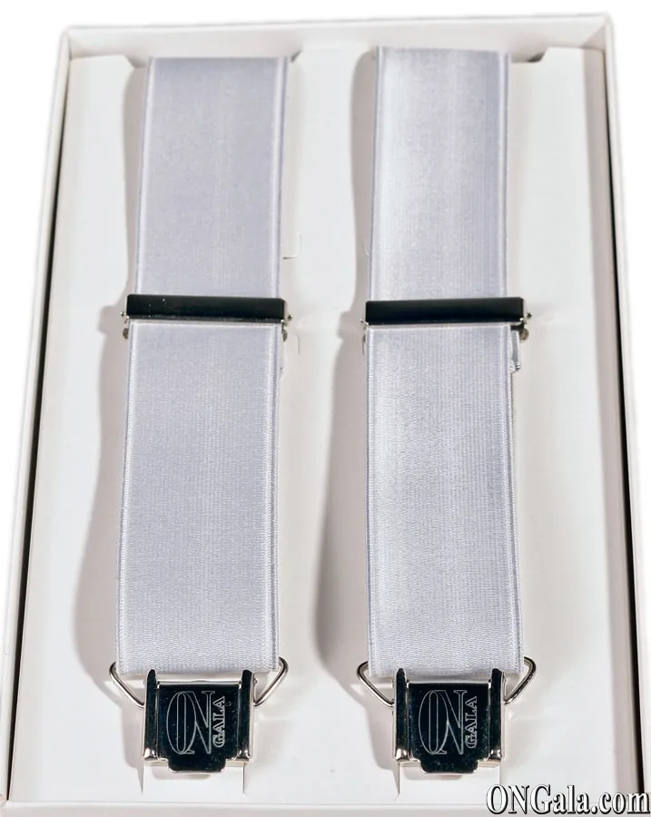 Satin-Look Elastic Braces in Pearl Grey