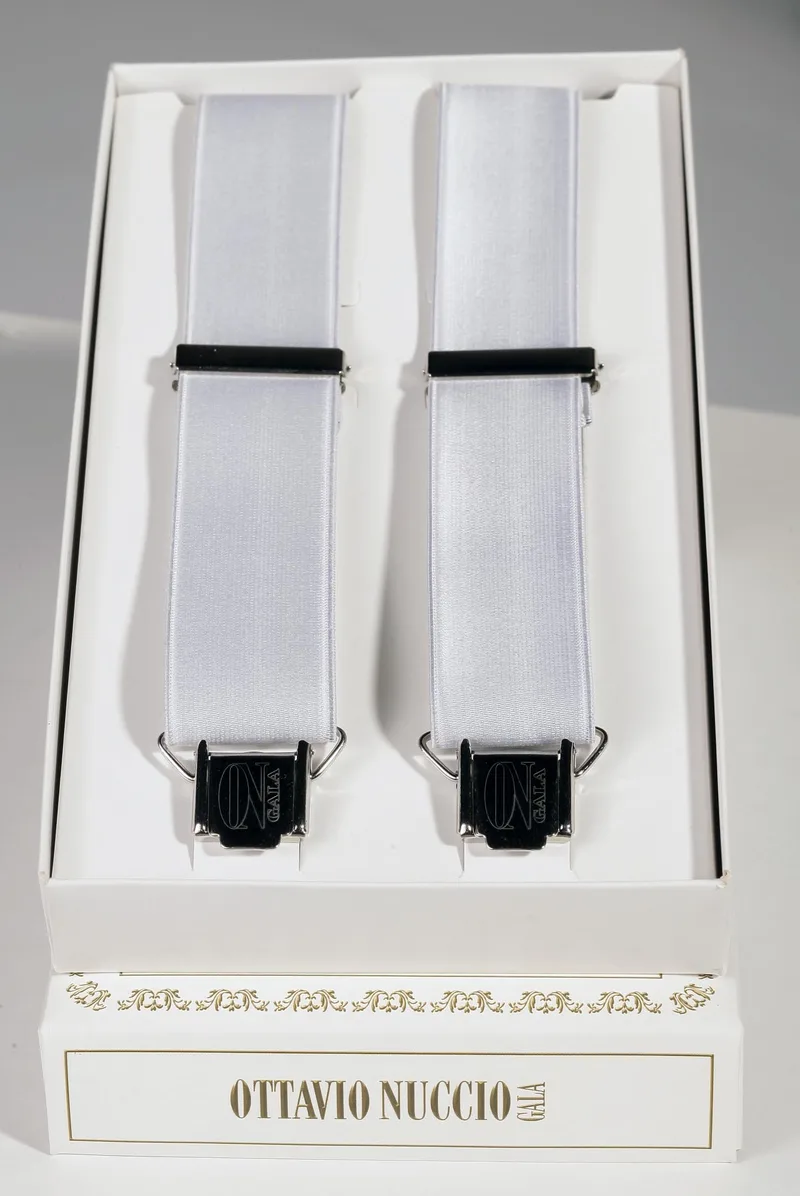 Satin-Look Elastic Braces in Pearl Grey