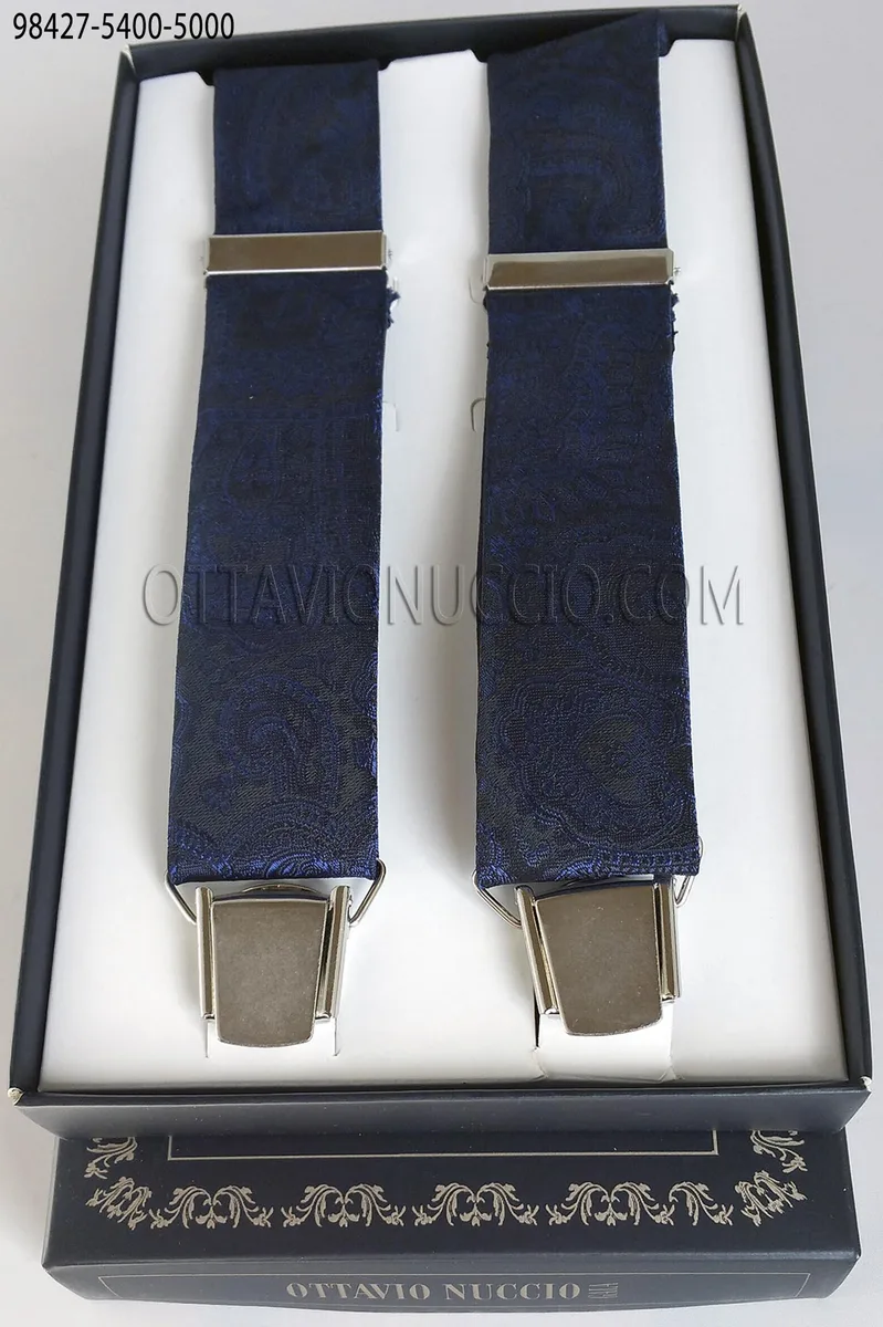 Blue brocade braces