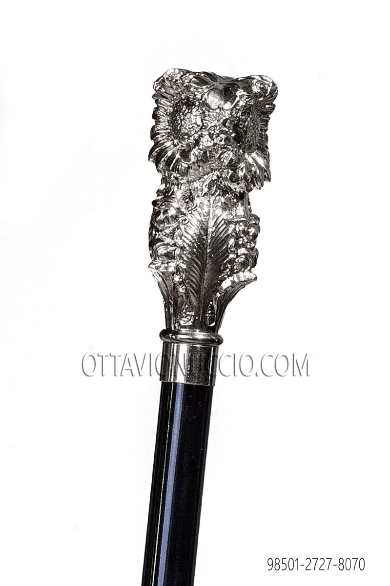 Black Cane with Nickel-Tone Knob