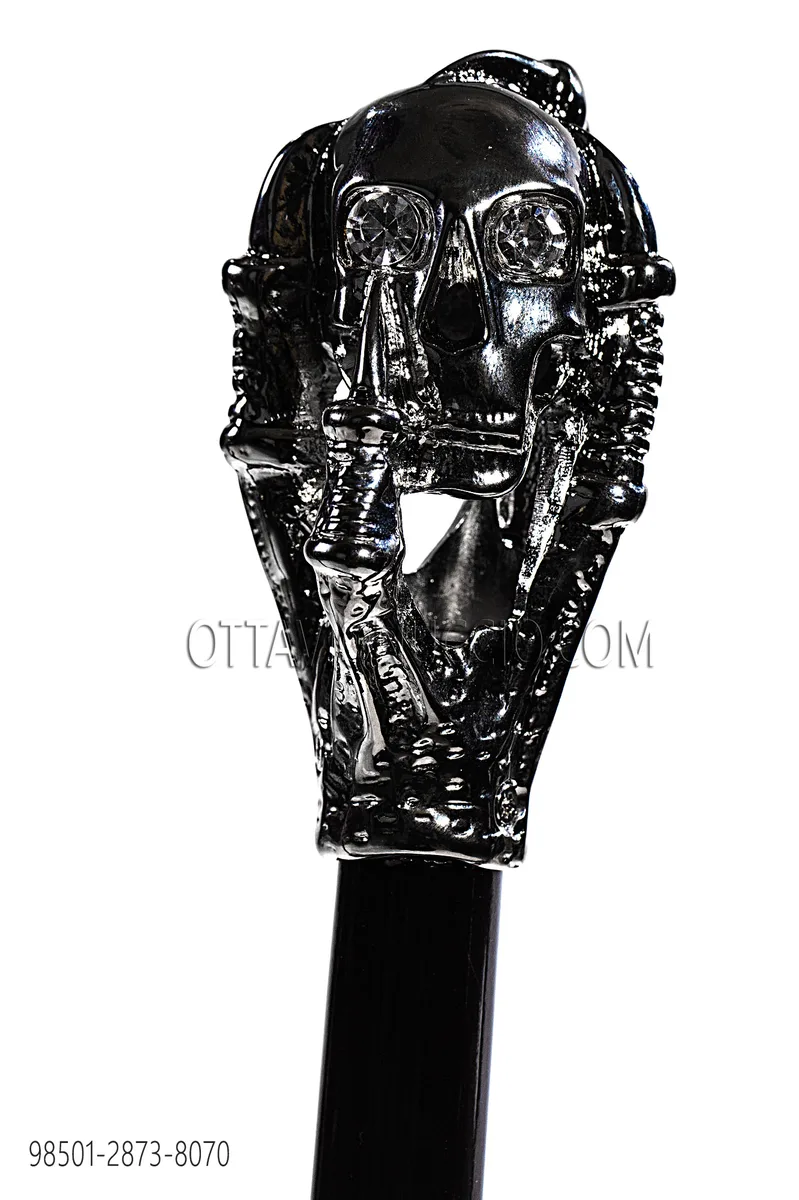 Stock mit dunkel silber Totenkopf-Griff