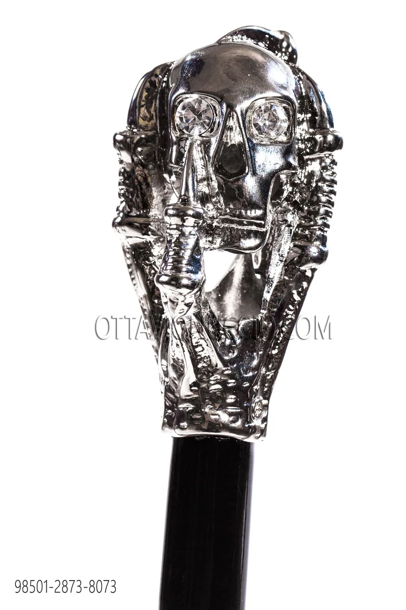 Stock mit silber Totenkopf-Griff