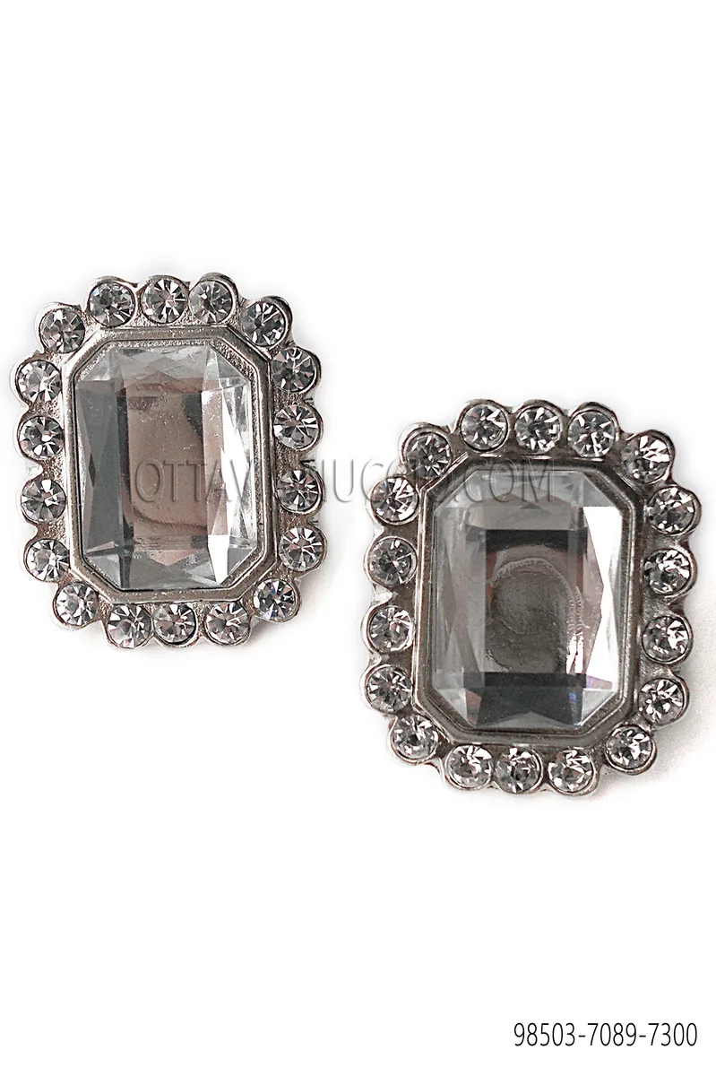Clear Jewel Rectangular Cufflinks