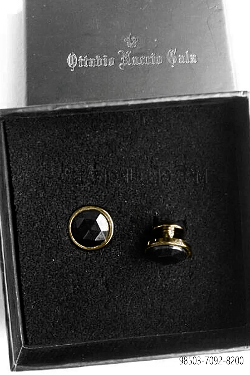 Black Stone Round Cufflinks