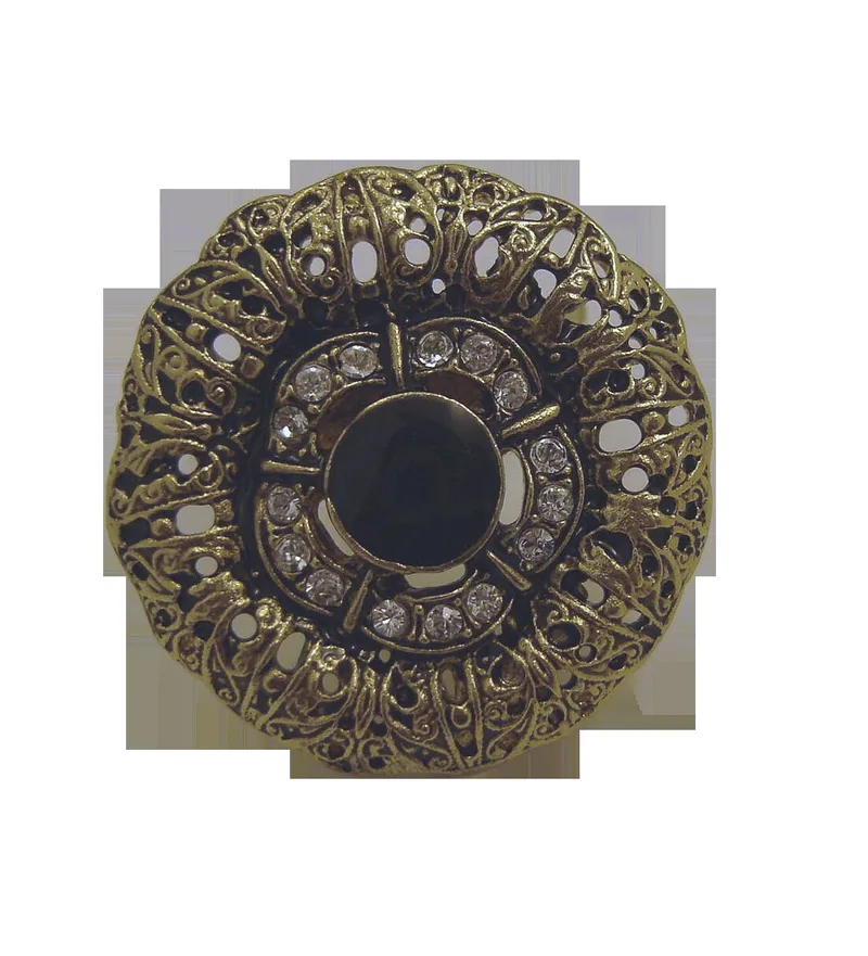 Golden brooch with black enamel