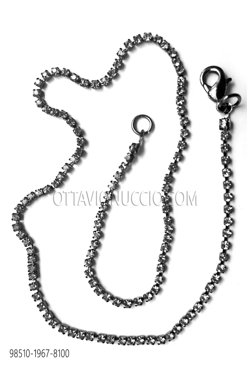 Dunkel silber Weste-Kette mit graue Strasssteine