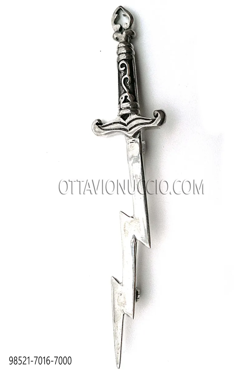 Spilla spada placcata in argento fumè