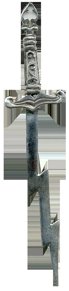 Spilla spada placcata in argento fumè