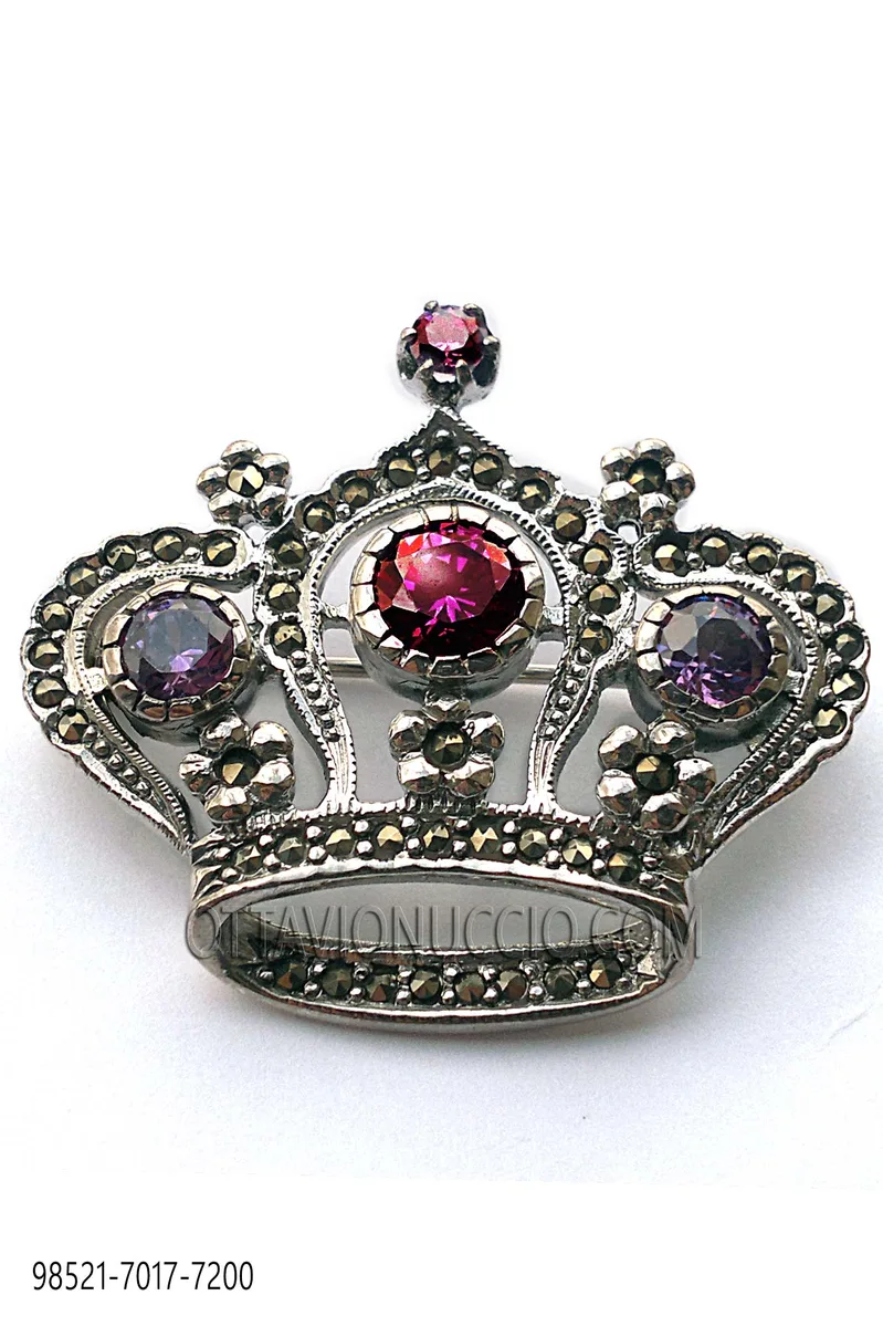 Spilla corona placcata in argento