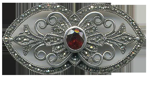 Spilla placcata in argento forma ovale