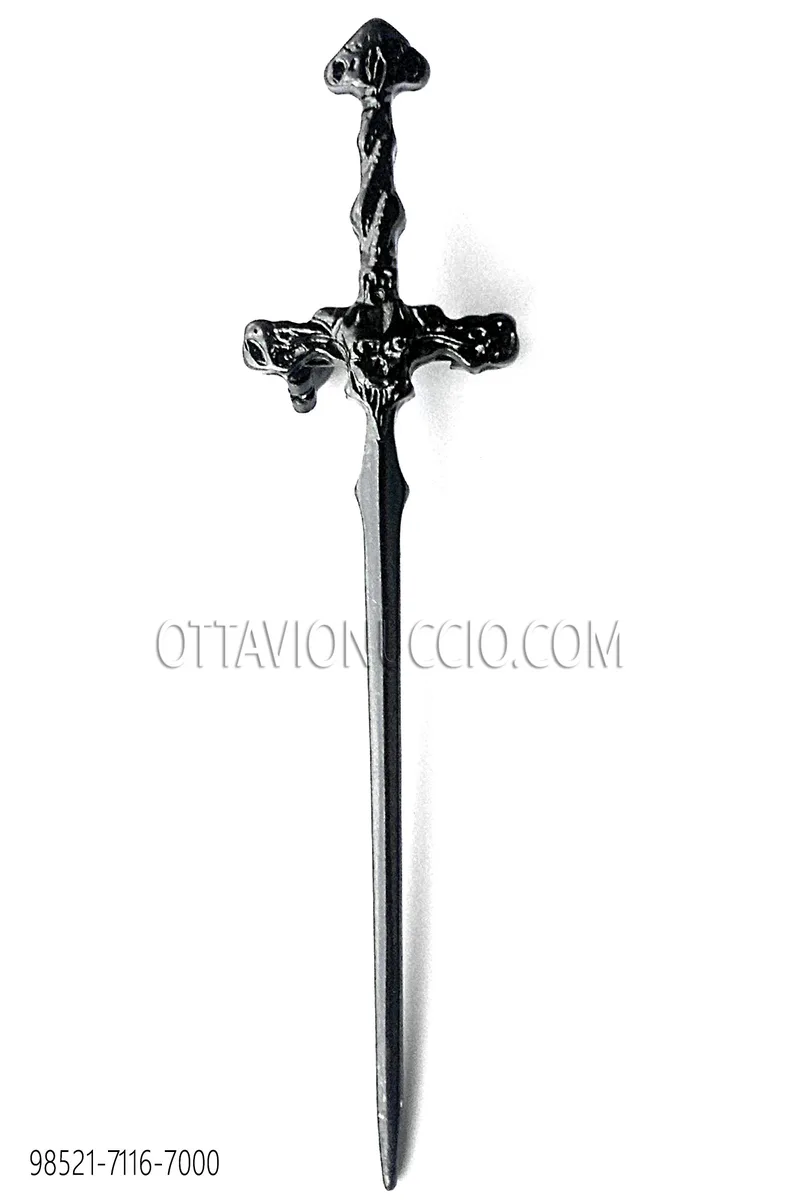 Gunmetal Grey Sword Brooch