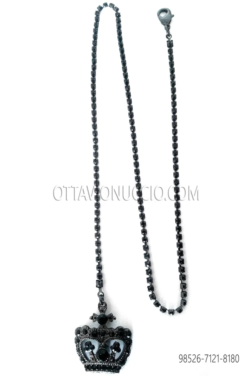 Chain with black Crown Pendant