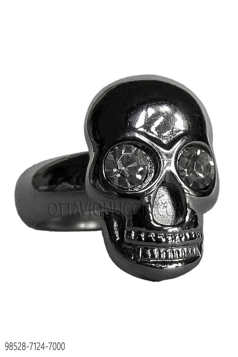 Bague tête de mort canon de fusil 