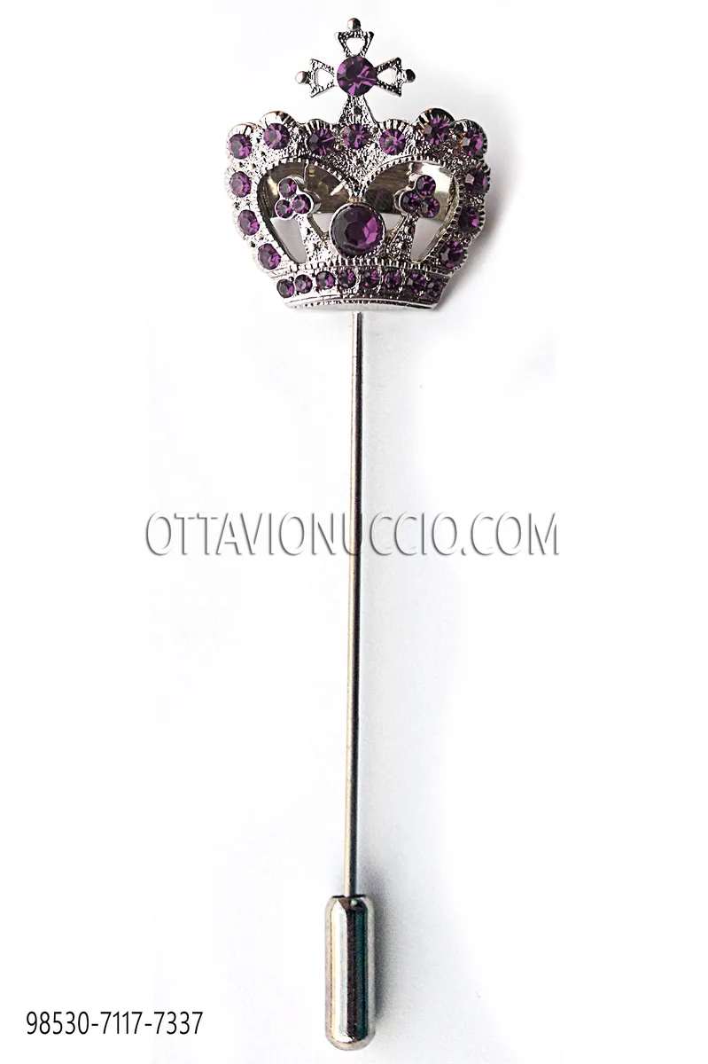 Spillone corona con strass viola