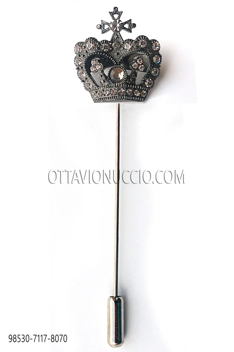 Crown Tie Pin with black Rhinestones