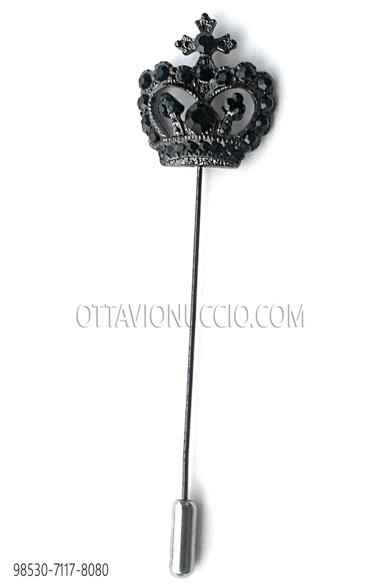 Spillone corona con strass neri