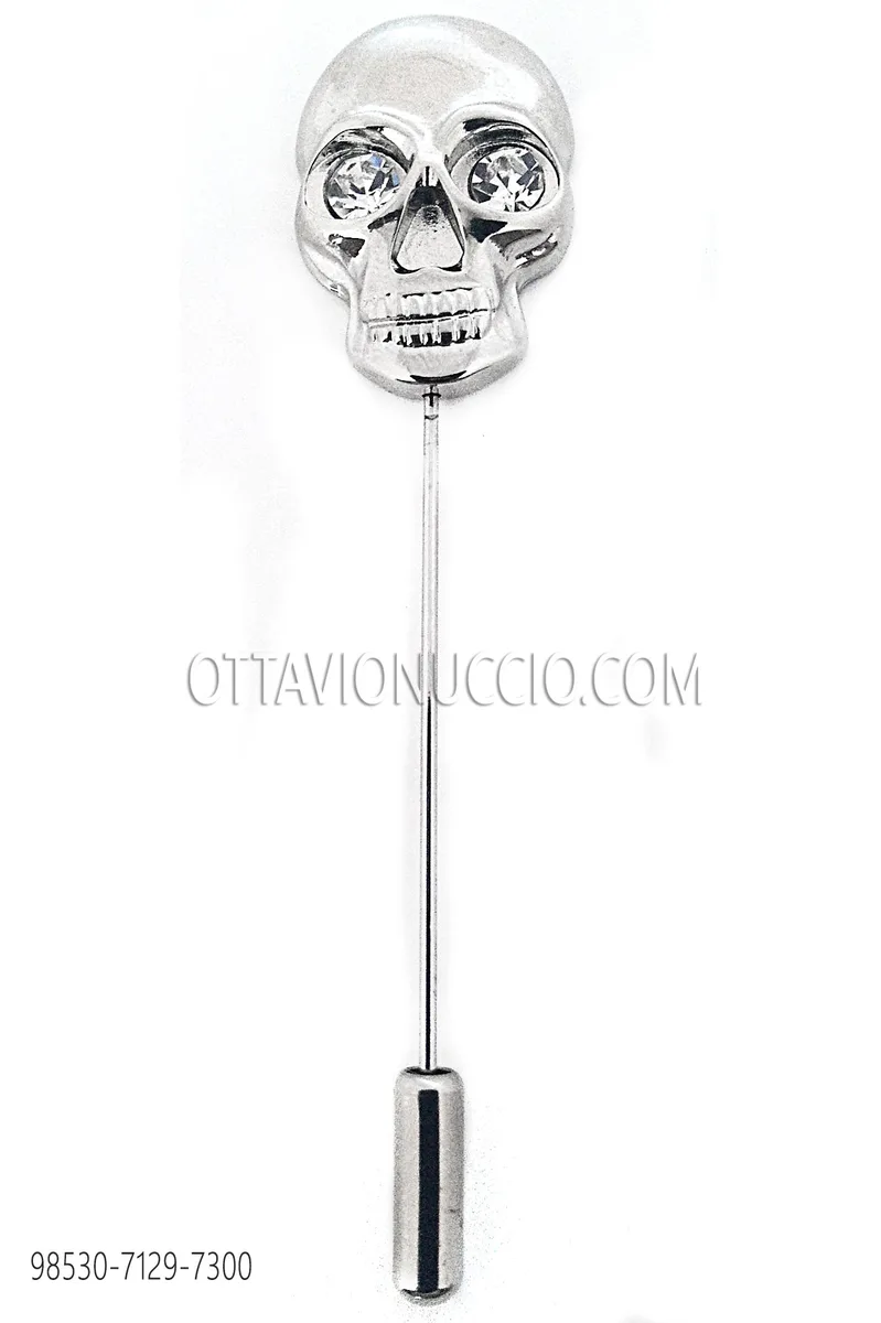 Spillone teschio argento con ossa