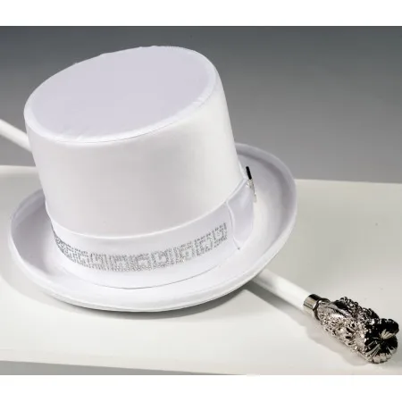 Cilindro in raso bianco con strass