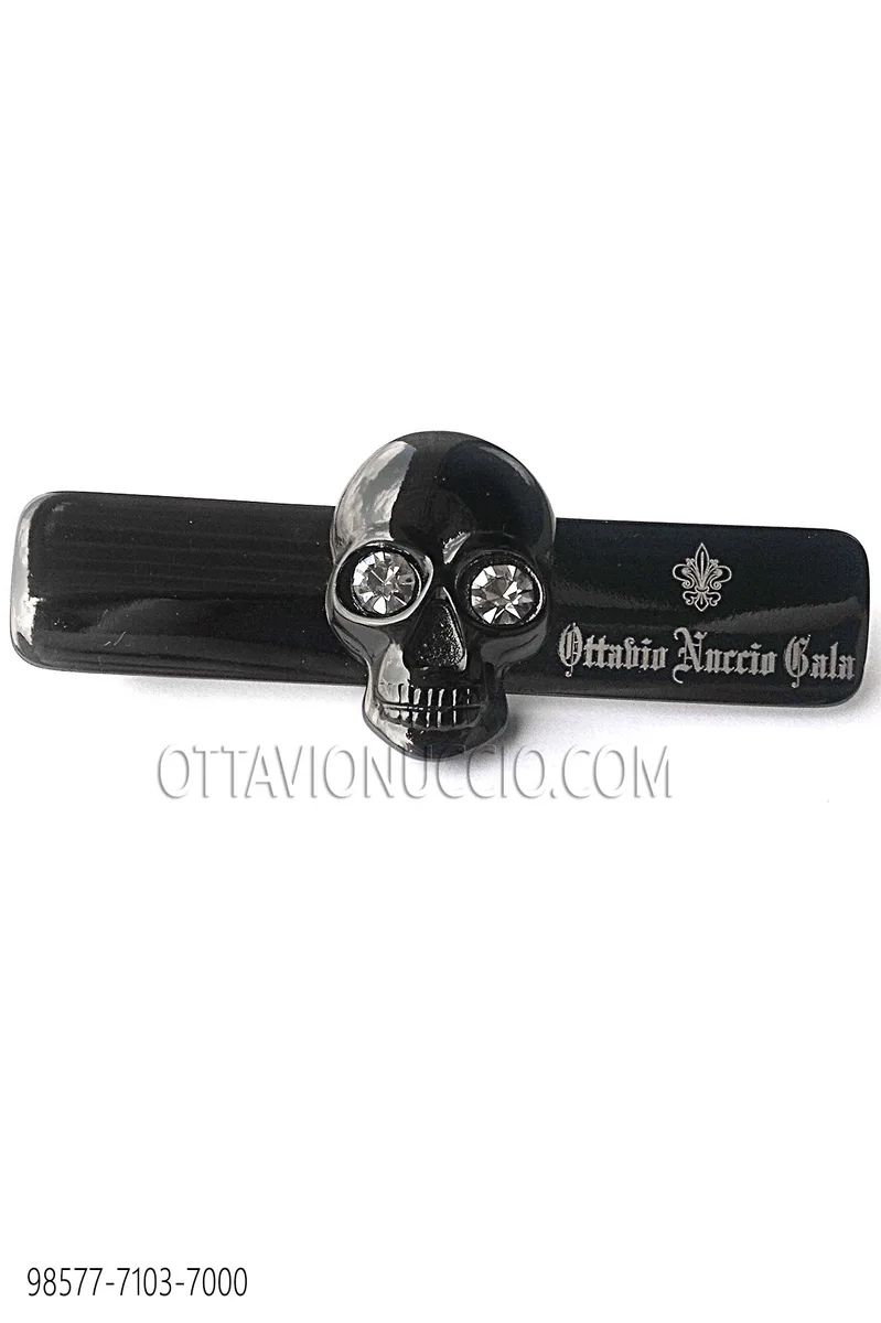 Krawatten-Nadel, dunkelsilber, mit Totenkopf