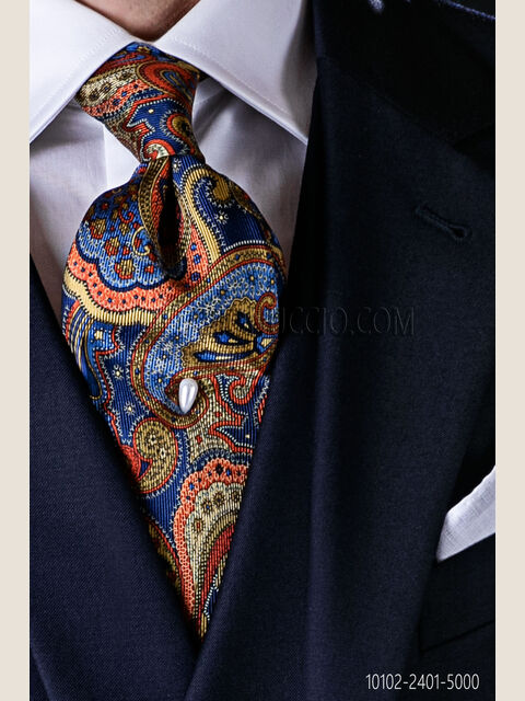 Cravatta pura seta jacquard blu