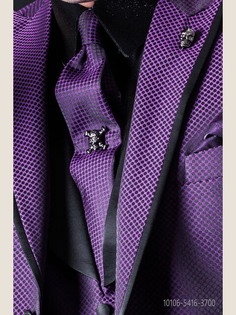 Cravattino microdisegni nero e viola