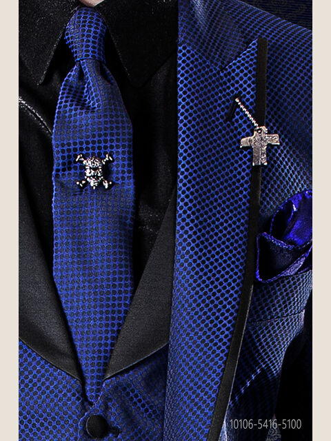 Cravattino microdisegni nero e blu