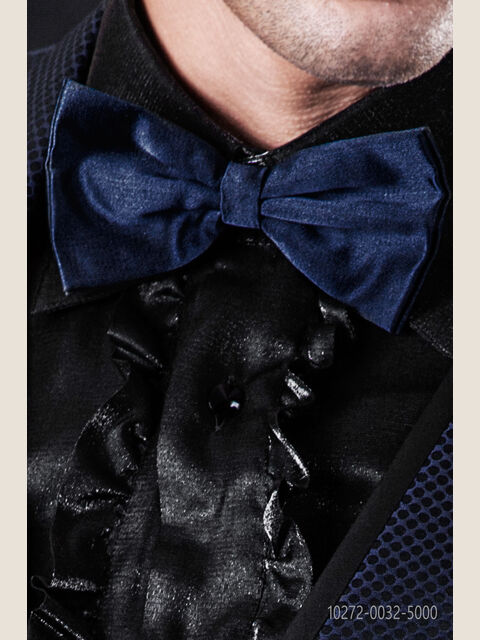 Papillon annodato in lurex blu