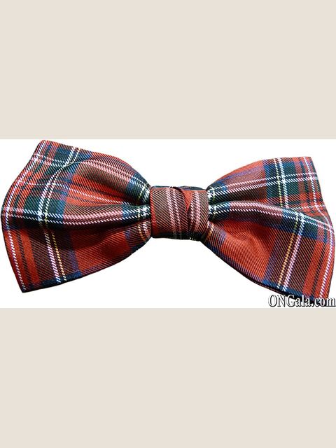 Papillon annodato in seta tartan rosso