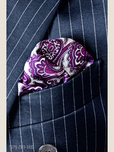 Fazzoletto seta twill stampa cachemire viola