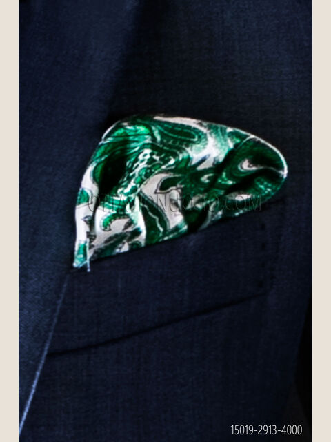 Fazzoletto seta twill stampa cachemire verde