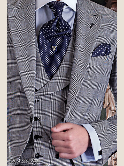 Gilet doppiopetto in tessuto galles grigio