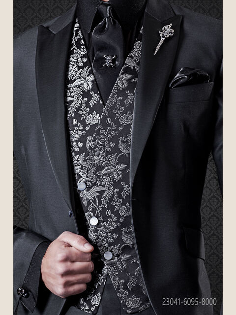 Gilet asimmetrico in seta jacquard