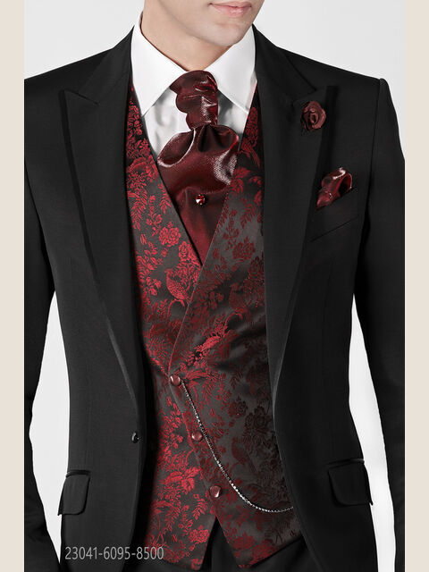 Gilet asimmetrico in seta jacquard