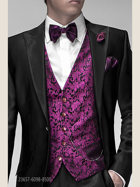 Gilet in seta jacquard fondo nero