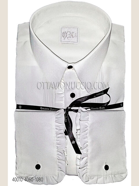 Camicia bianca con volant e plissé