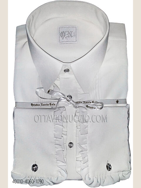 Camicia bianca volant e plissé