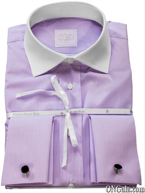Camicia glicine cotone collo a contrasto