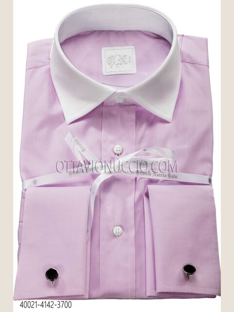 Camicia glicine cotone oxford collo a contrasto