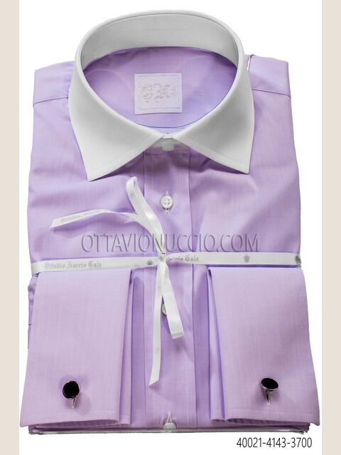 Camicia glicine cotone operato collo a contrasto