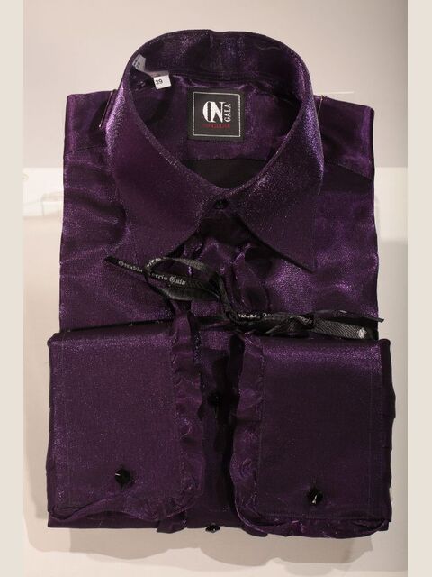 Camicia lurex rosso con volant