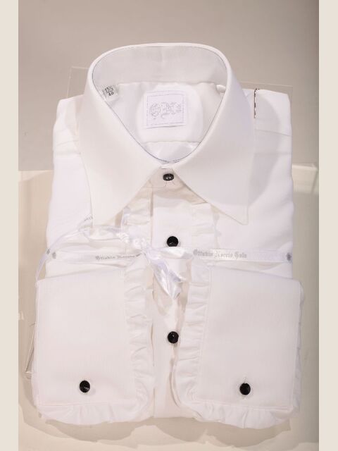 Camicia co0n volant in microfibra bianca