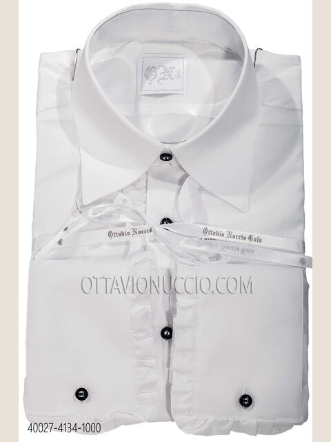 Camicia con volant raso bianco